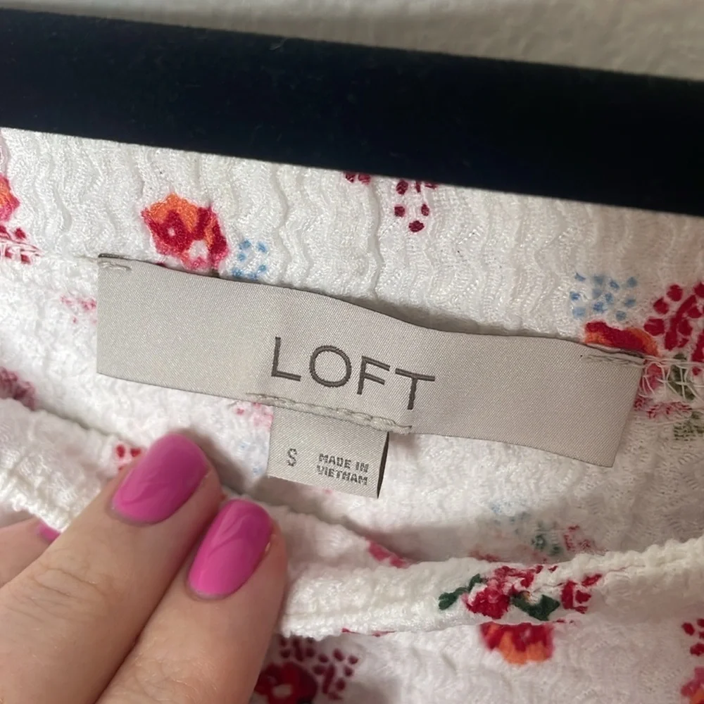 NWT Loft Floral Puff Sleeve Square Neck Top